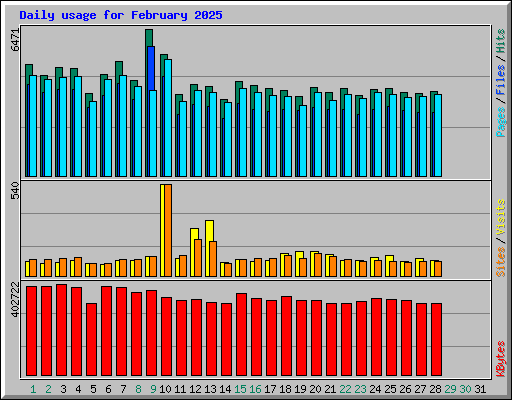 Daily usage for February 2025