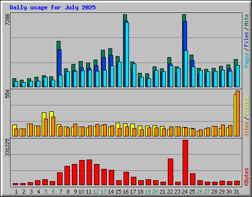 Daily usage for July 2025